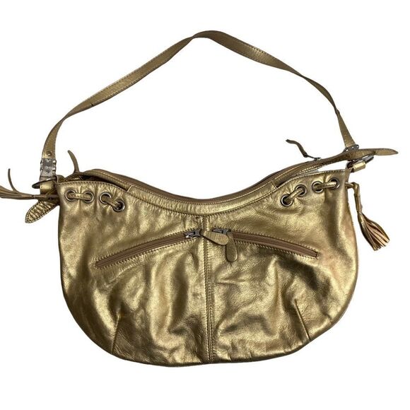 OMBU Genuine Leather Gold handbag 9X16‎ - Picture 1 of 13